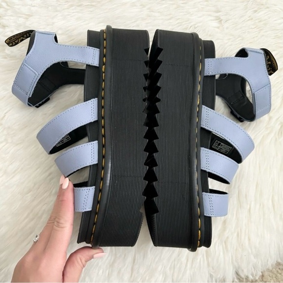 doc martens - NEW blaire quad leather strap platform sandal chunky buckle blue - Picture 3 of 7